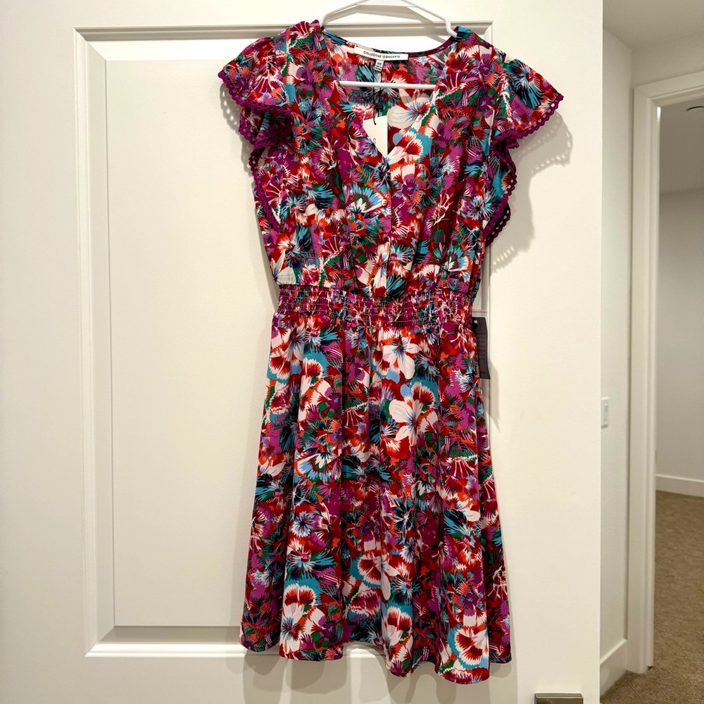 Collective Concepts Nordstrom Floral Tropical Flutter Short Sleeve Dress